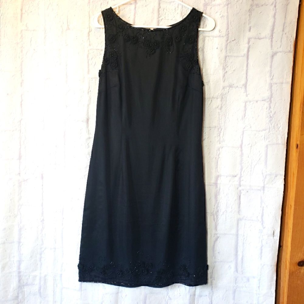 ABS BY ALLEN SCHWARTZ Beaded Floral Sleeveless Cocktail Dress